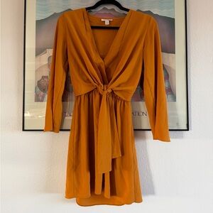 Topshop Orange Long-Sleeve Dress